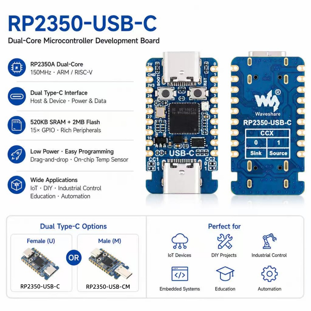 Banana Pi Bpi-M5 - RP2350-USB-C Mini Geliştirme Kartı, Raspberry Pi